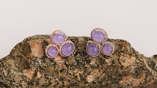 Lilac Zirconia 925 Sterling Silver Color Gold Earrings