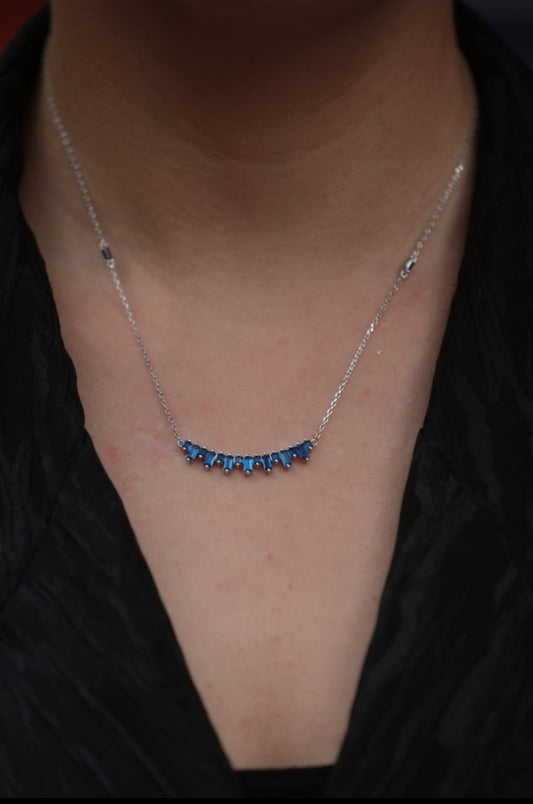 Blue Zirconia, 925 Sterling Silver Necklace