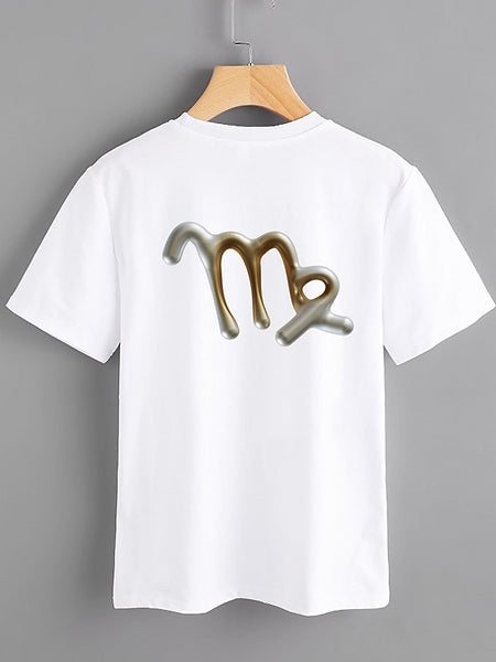 White T-shirt - Virgo - Mercan Seker