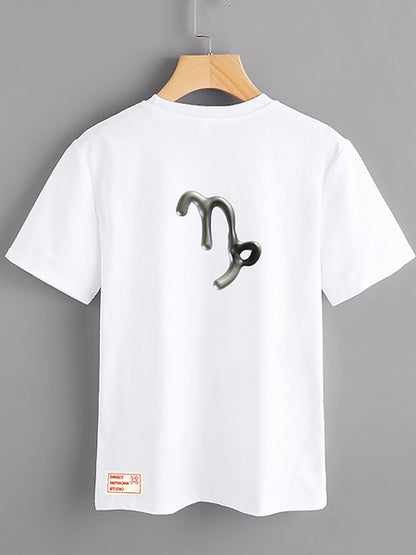 White T-shirt - Capricorn - Mercan Seker