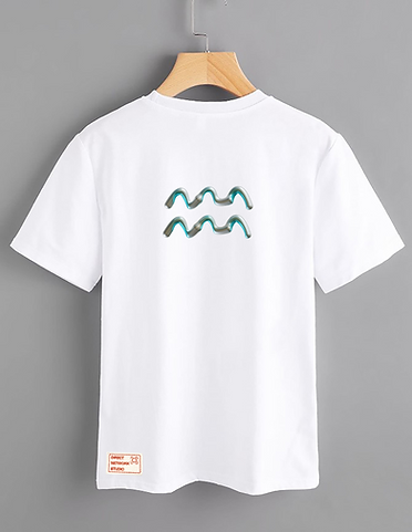 White T-shirt - Aquarius - Mercan Seker