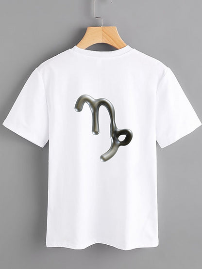 White T-shirt - Capricorn - Mercan Seker