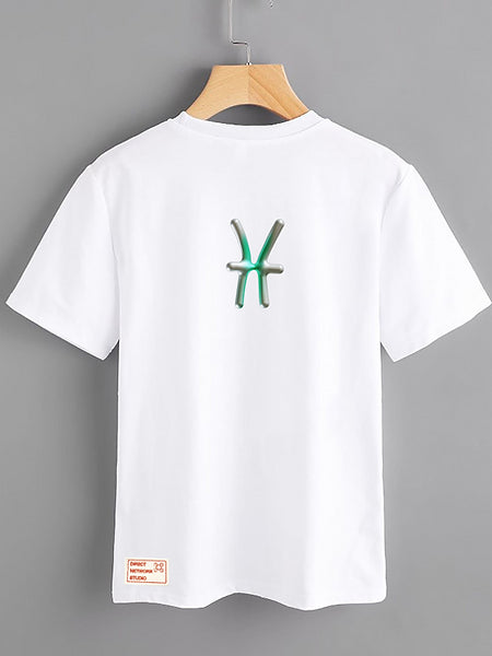 White T-shirt - Pisces - Mercan Seker