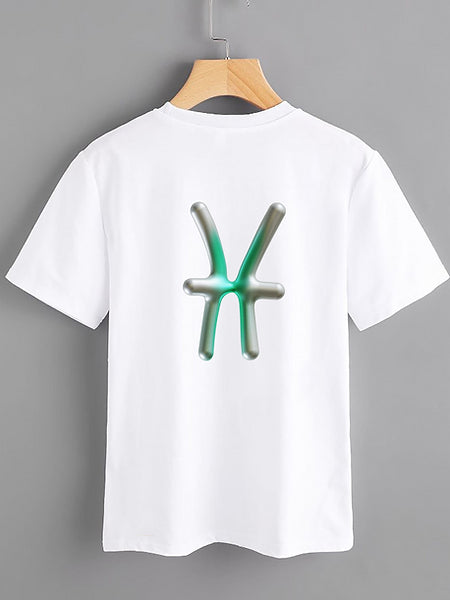 White T-shirt - Pisces - Mercan Seker