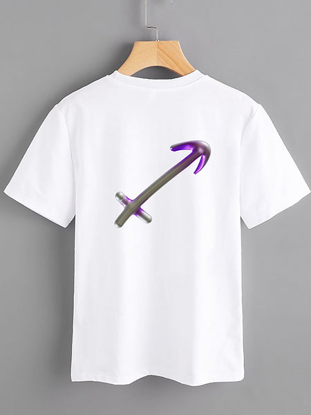 White T-shirt - Sagittarius - Mercan Seker