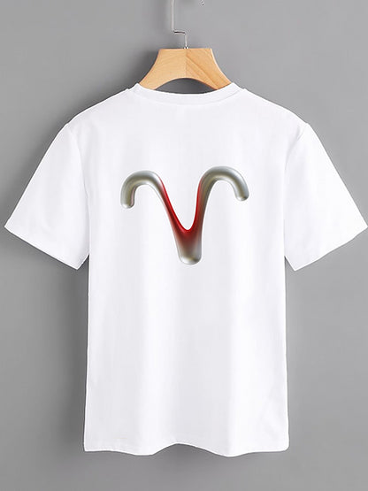 White T-shirt - Aries - Mercan Seker