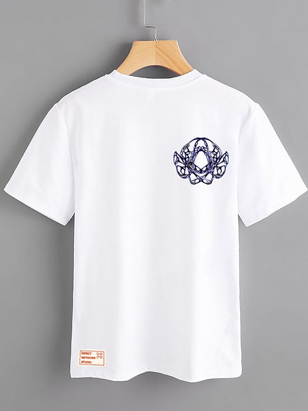 White T-shirt - Tribal - Mercan Seker